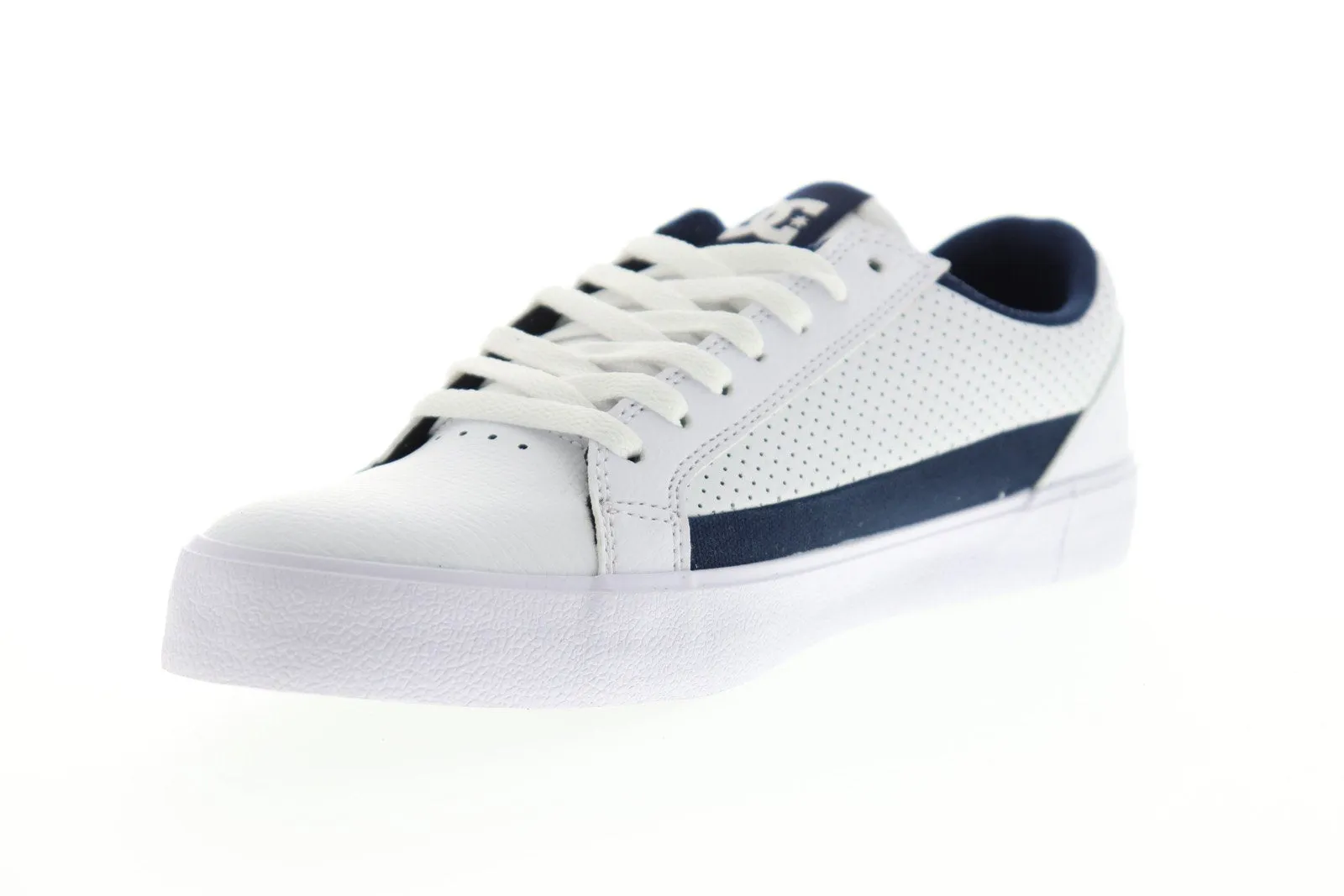 Mens White Leather Low Top Lace Up Skate Sneakers Shoes - DC Lynnfield ADYS300489