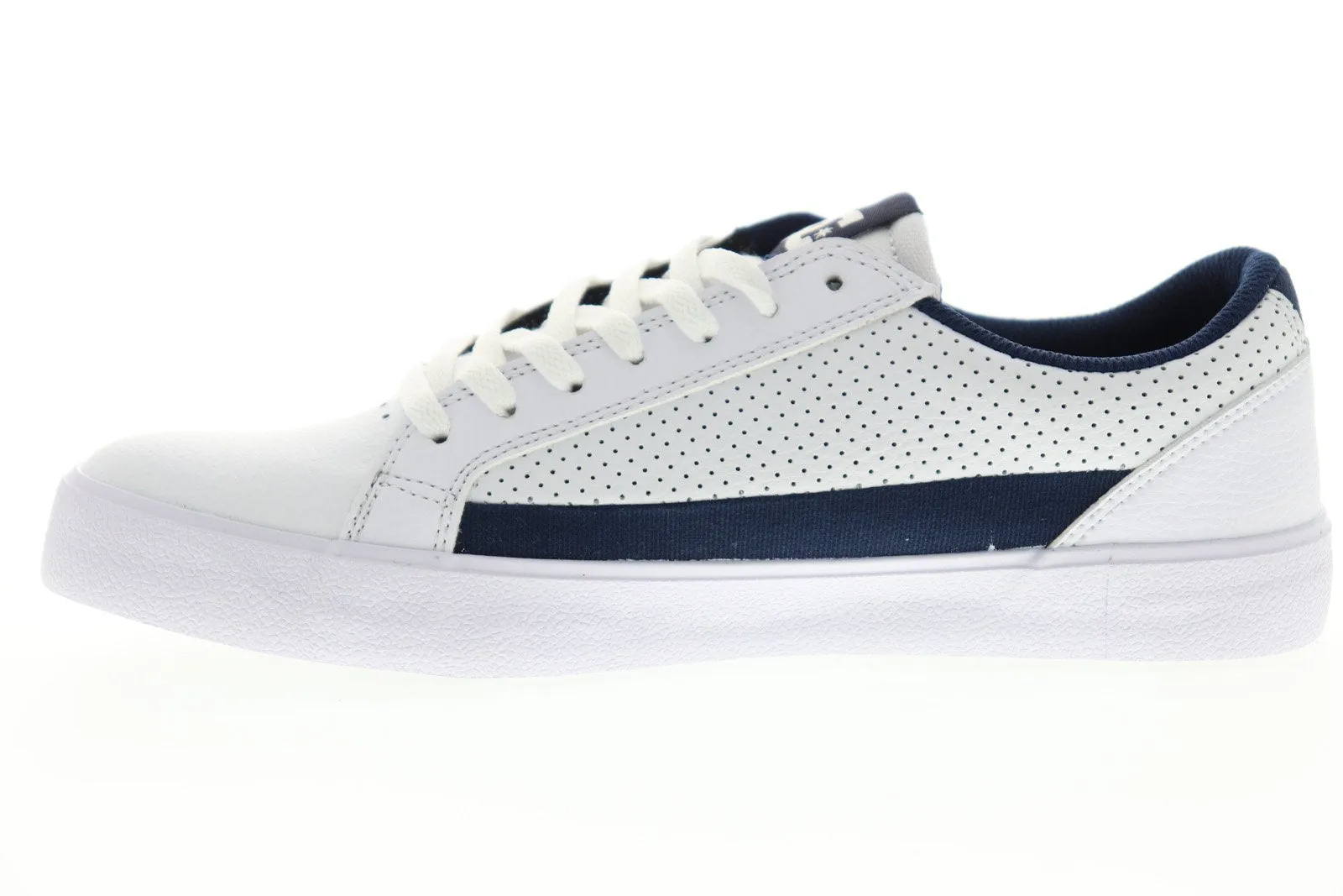 Mens White Leather Low Top Lace Up Skate Sneakers Shoes - DC Lynnfield ADYS300489