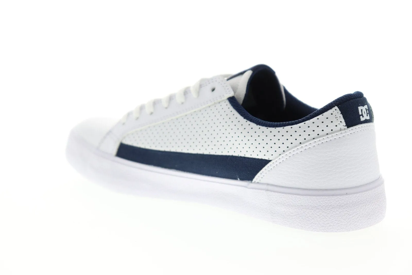 Mens White Leather Low Top Lace Up Skate Sneakers Shoes - DC Lynnfield ADYS300489