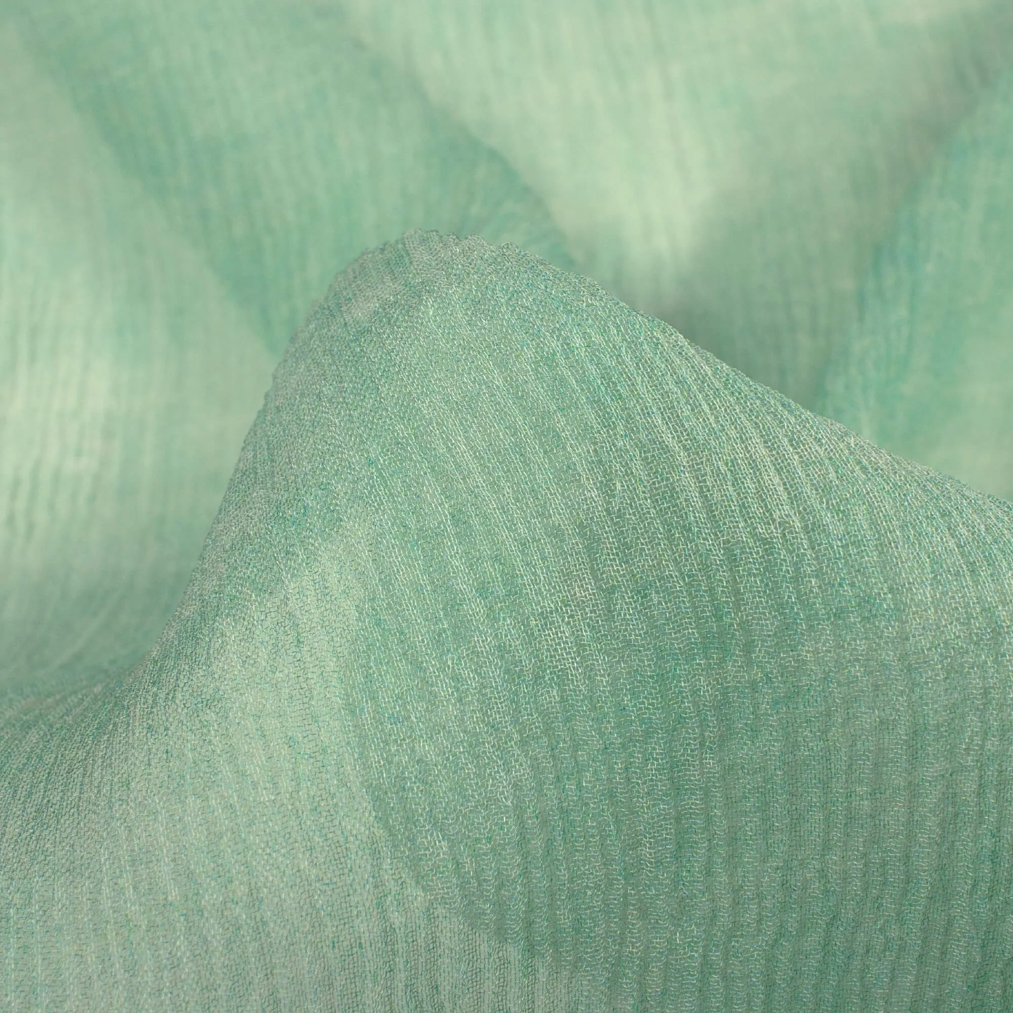 Mint Green Digital Print Chiffon Fabric with Texture Pattern