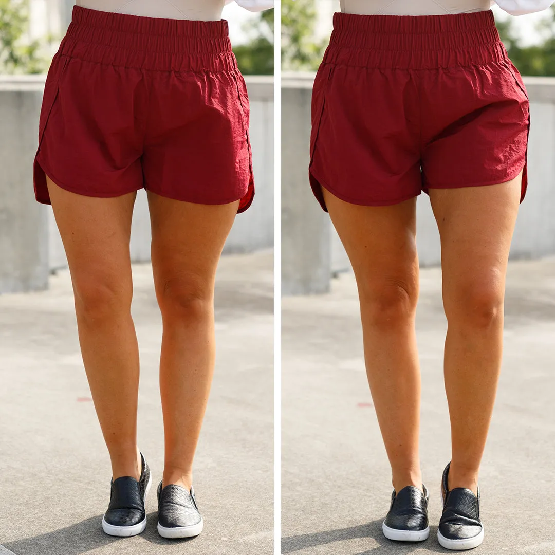 Motivational Shorts in Cabernet Color