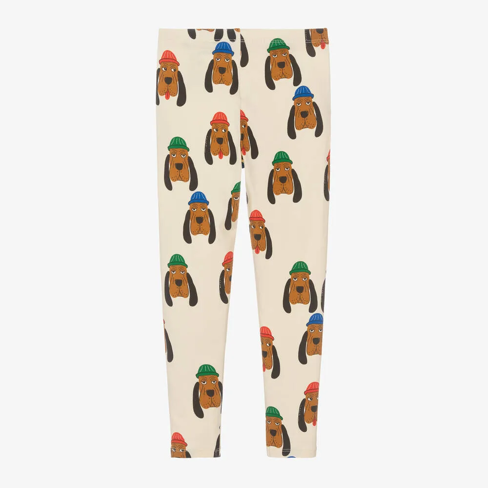 Natural Ivory Leggings with Hound Dog Print