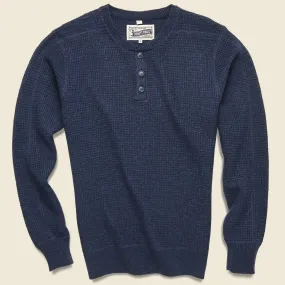 Navy Blue Henley Sweater.