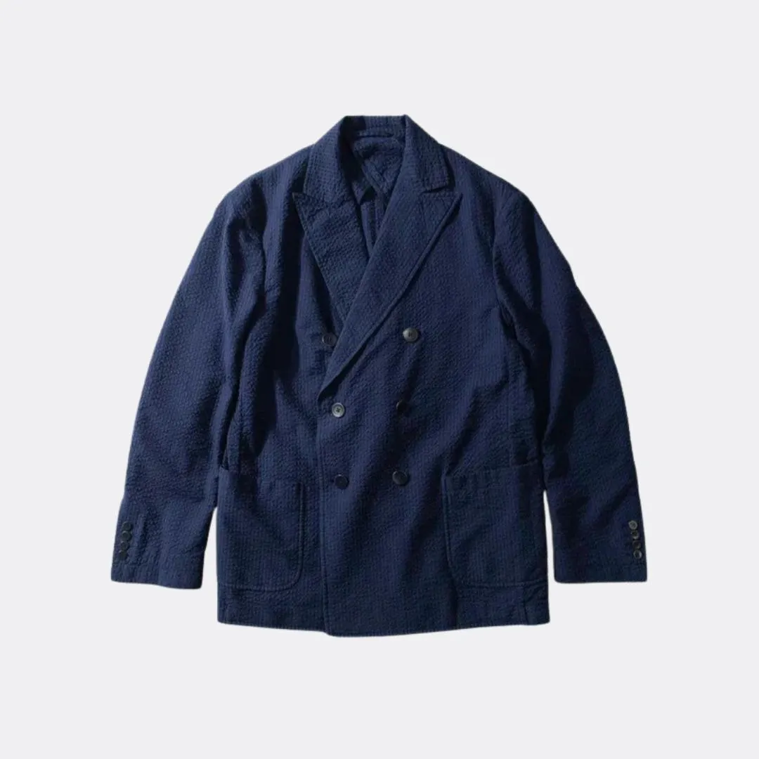 Navy Blue Seersucker Blazer