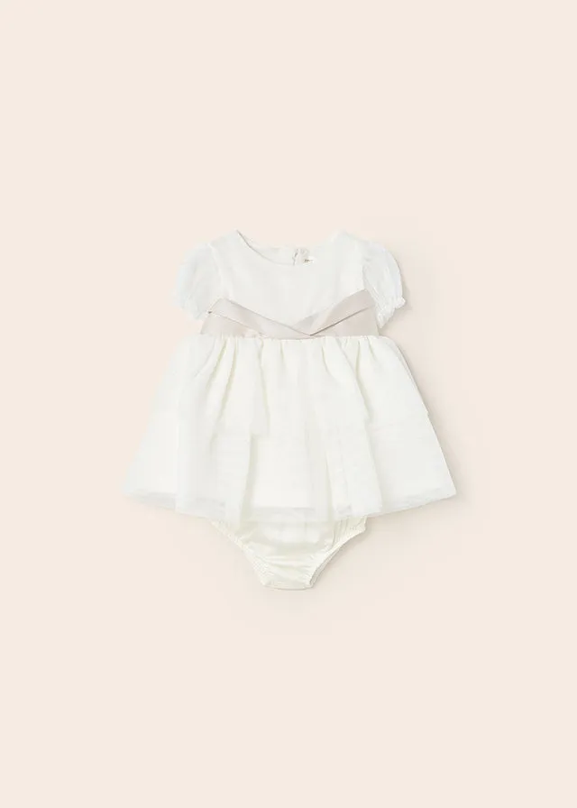 Newborn girl mayoral tulle dress - natural