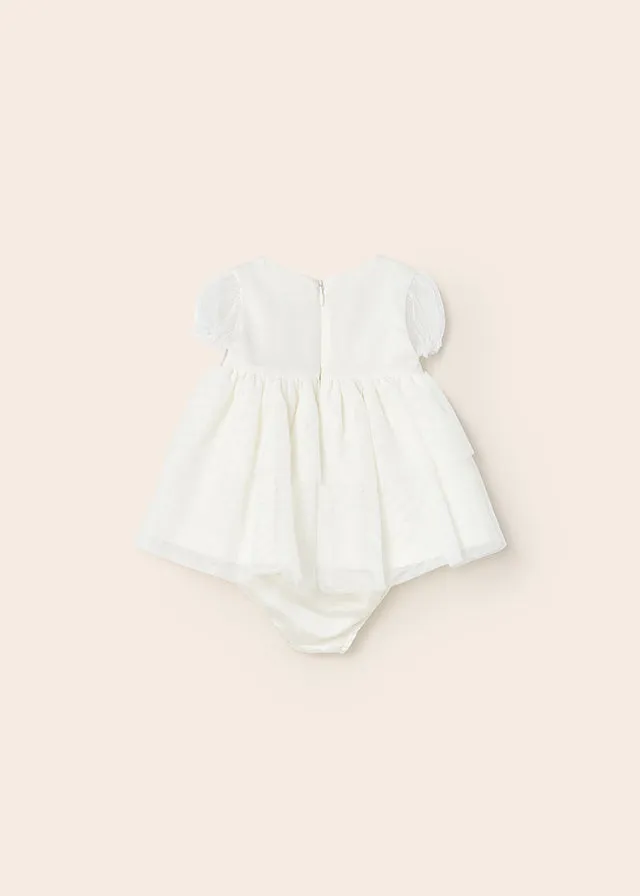 Newborn girl mayoral tulle dress - natural