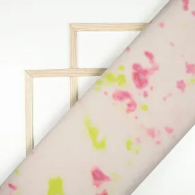 Oat Beige Pink Tie Dye Pattern Digital Print Bemberg Chiffon Fabric