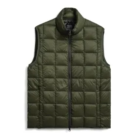 Olive High Neck Down Puffer Vest with Zipper - Taion