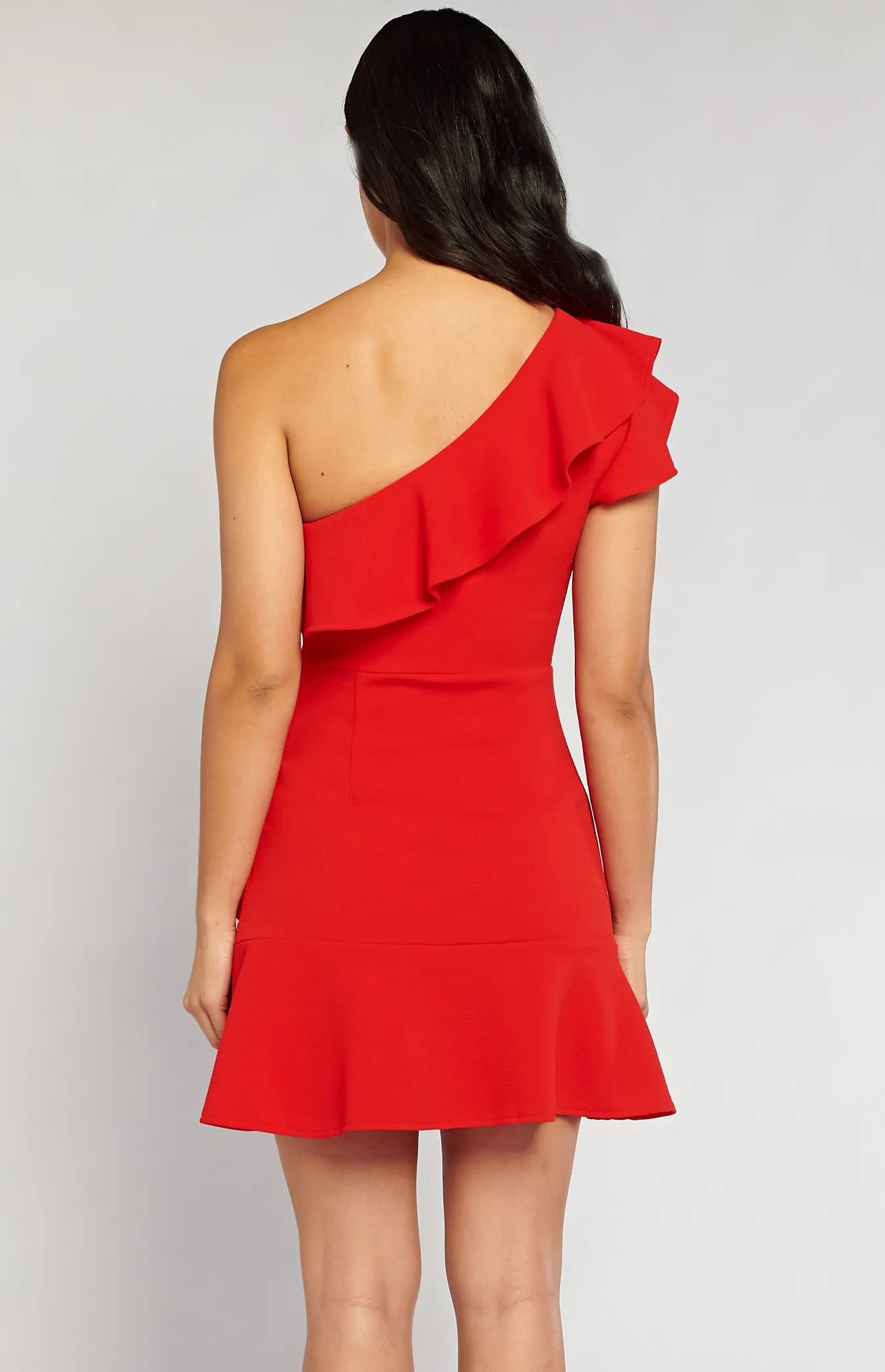 Frill Neckline One Shoulder Dress (SDR1323B)