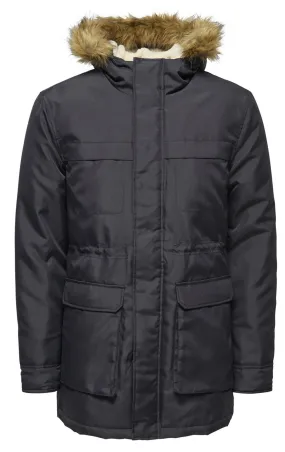 Only and Sons Dark Navy Hooded Parka Jacket