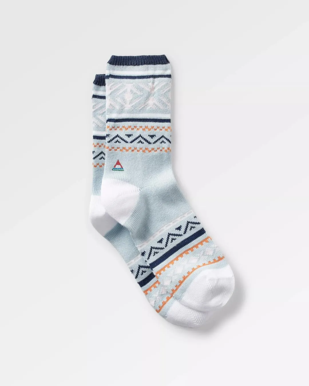 Organic Patterned Socks in Blue Fog.