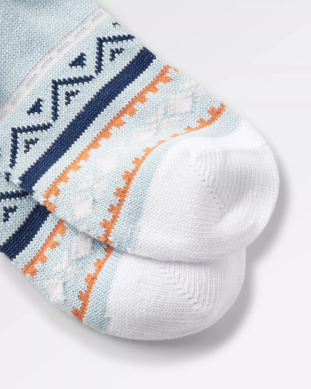 Organic Patterned Socks in Blue Fog.