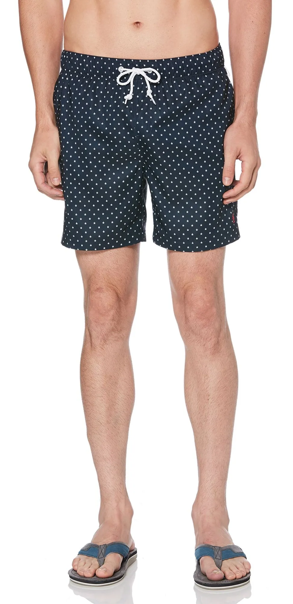 Original Penguin Dark Sapphire Star Print Elastic Volley Swim Shorts