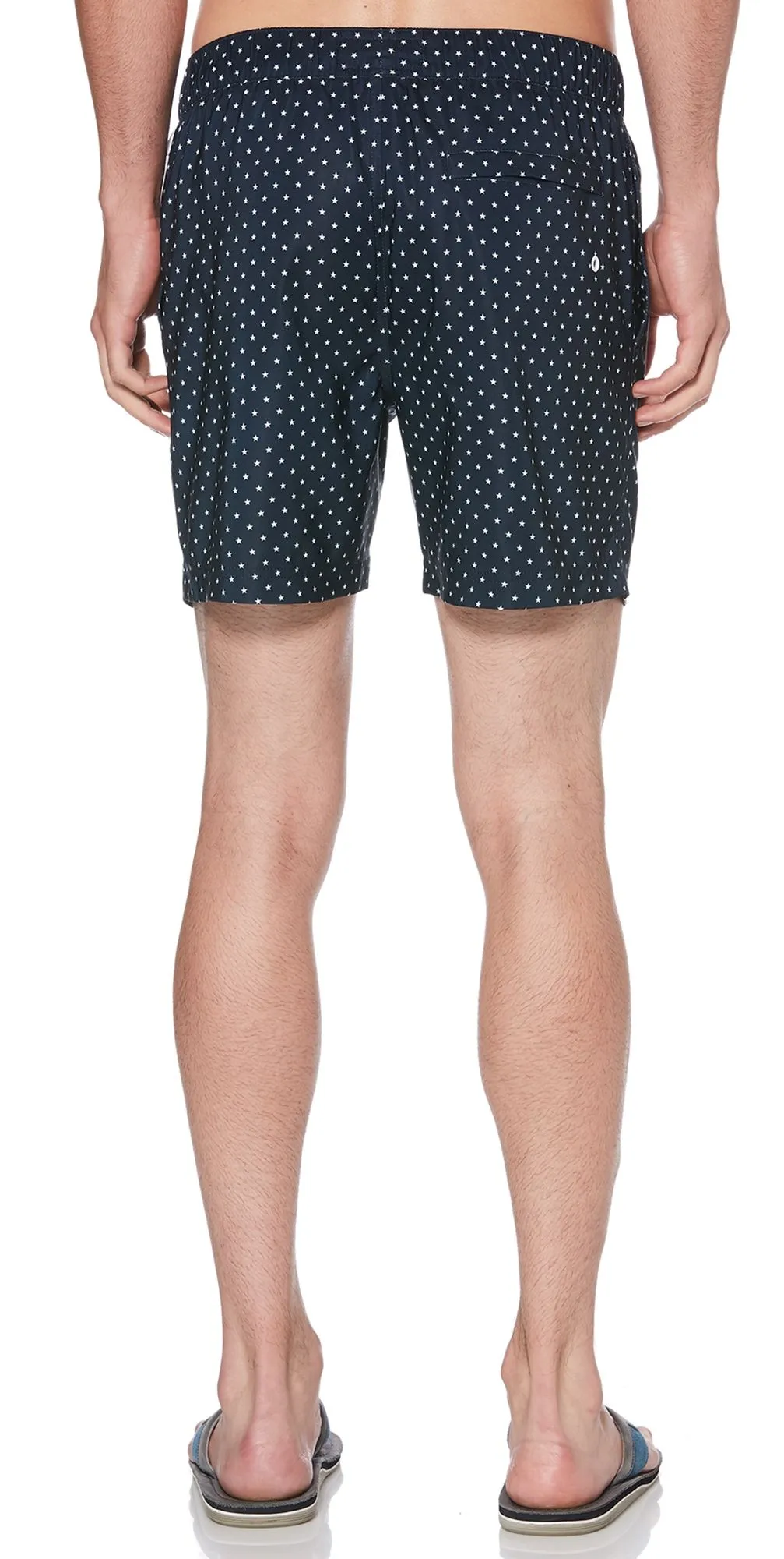 Original Penguin Dark Sapphire Star Print Elastic Volley Swim Shorts