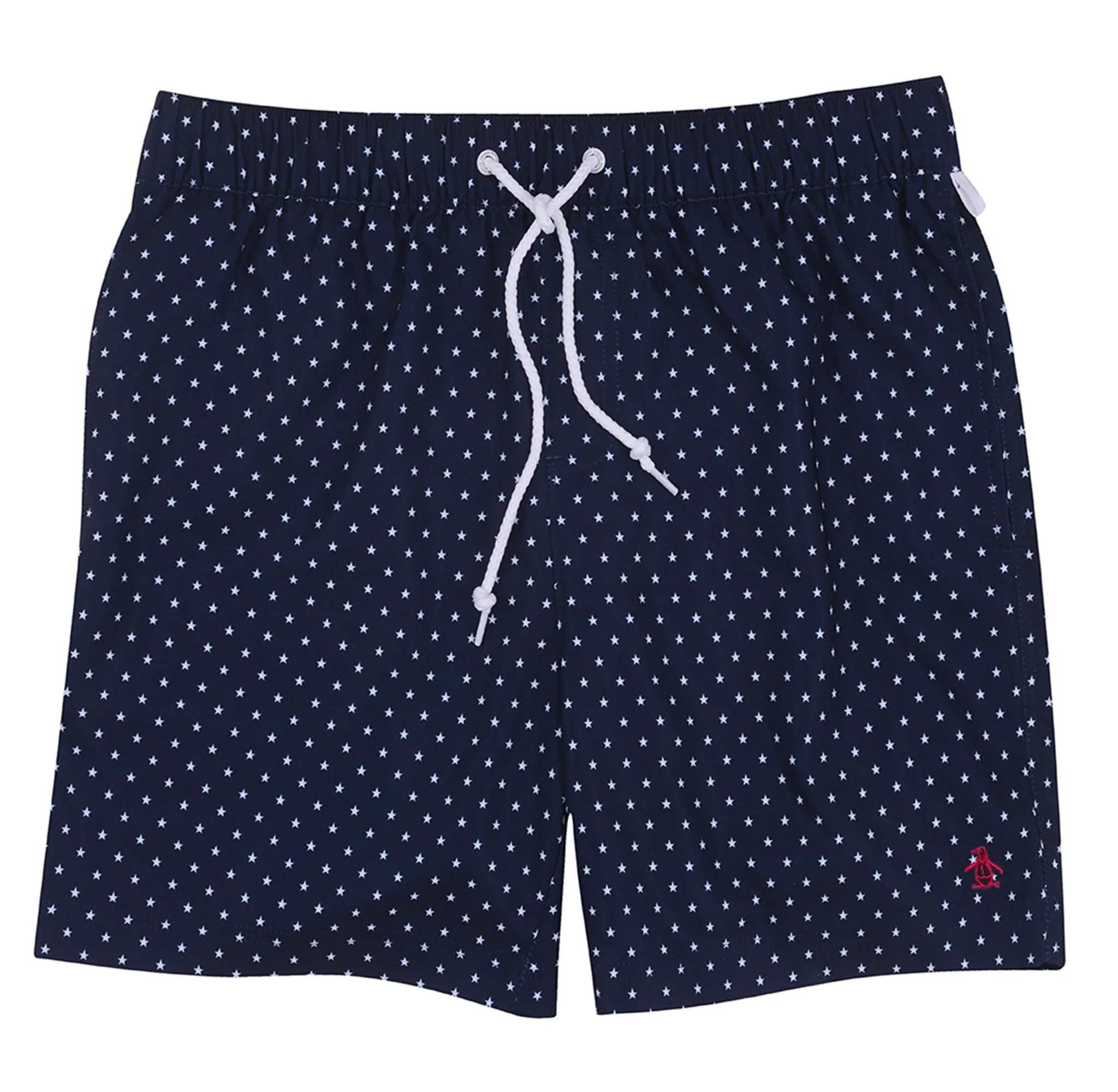 Original Penguin Dark Sapphire Star Print Elastic Volley Swim Shorts