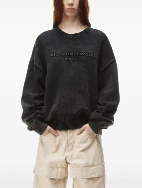 Oversized Long Sleeve Pullover Featuring Embossed Alexander Wang Logo