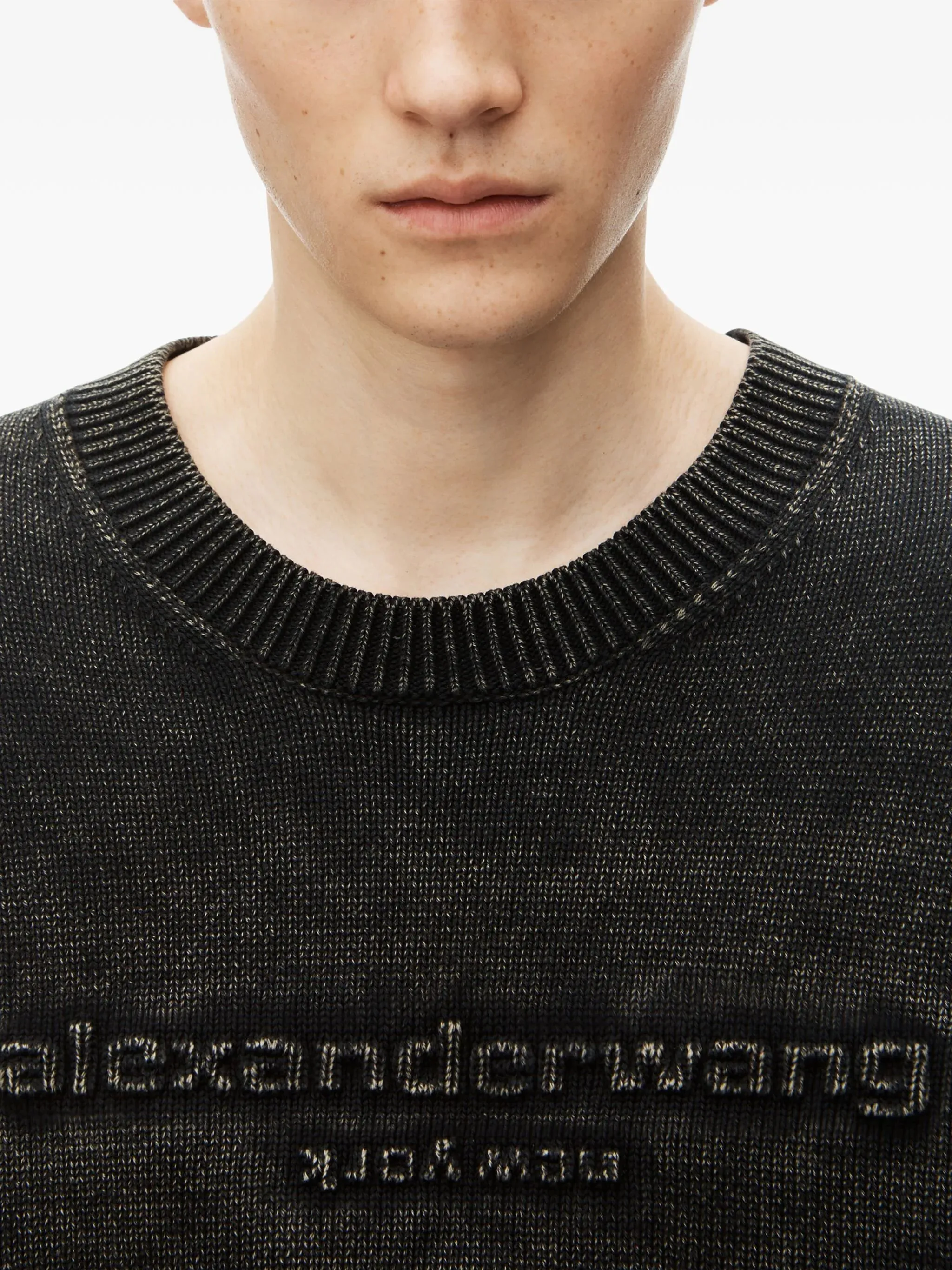 Oversized Long Sleeve Pullover Featuring Embossed Alexander Wang Logo