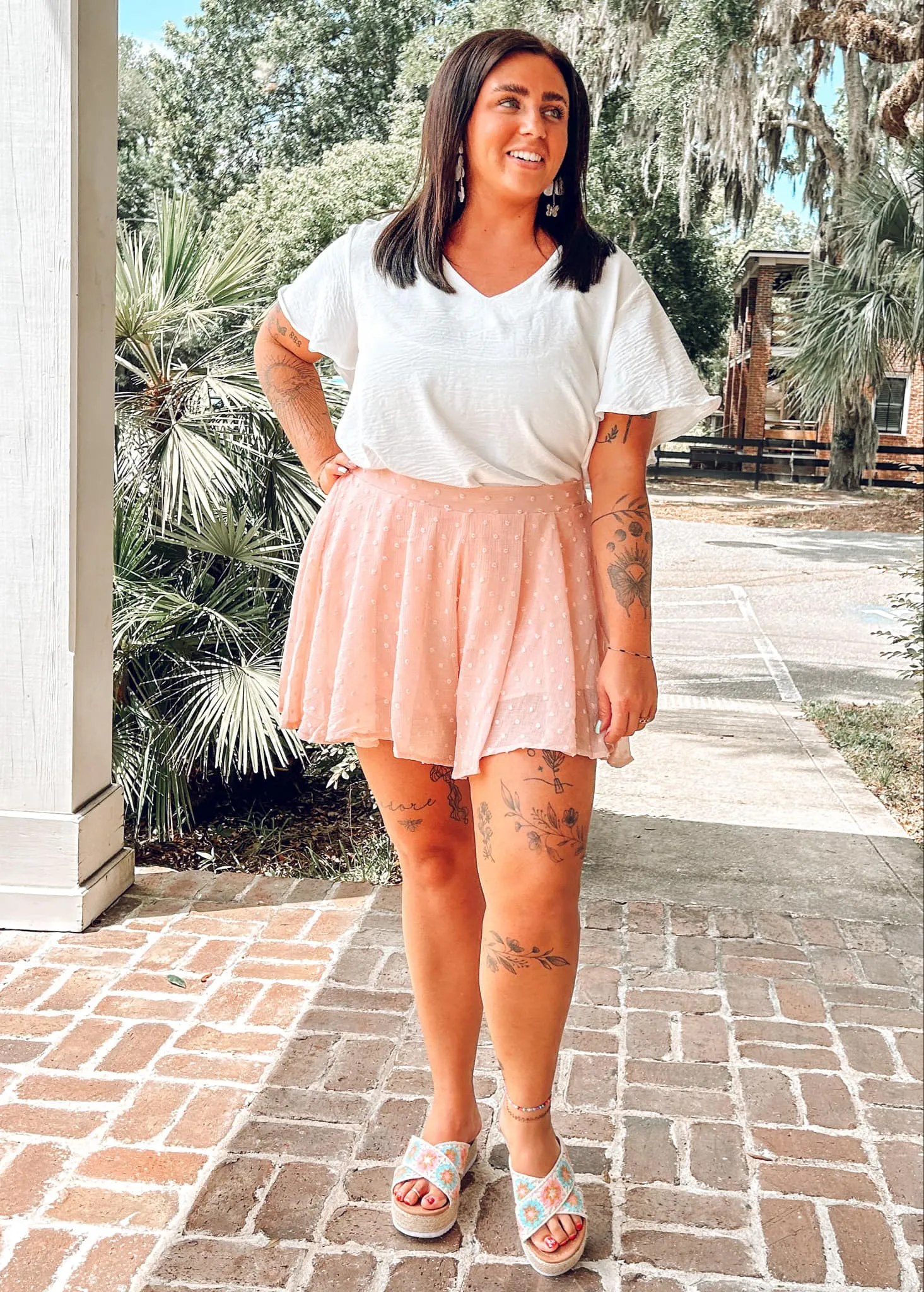 Pink Paige Dot Flutter Shorts