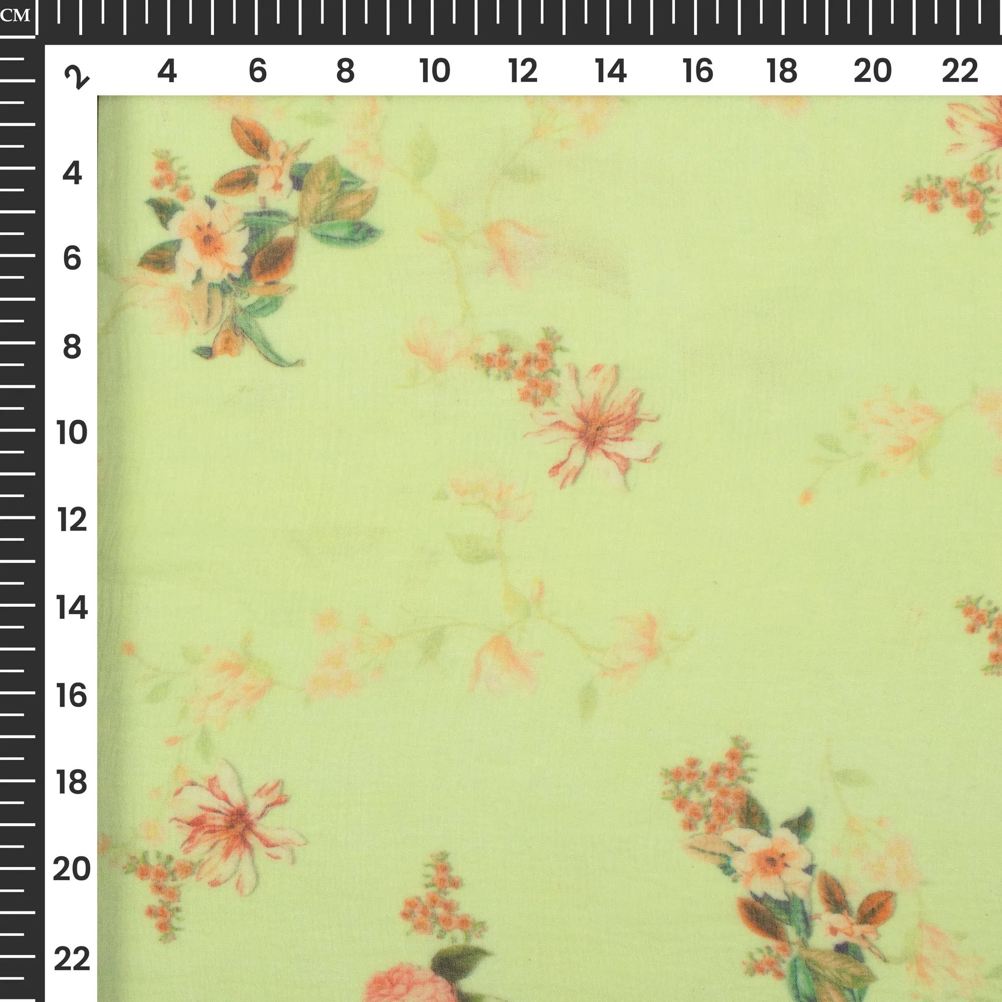 Peach Floral Bemberg Chiffon Fabric - Trendy Digital Print