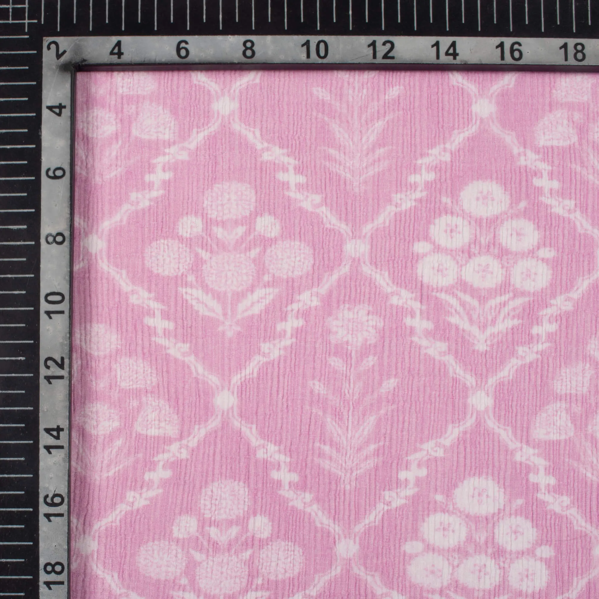 Pink and White Floral Print Chiffon Fabric