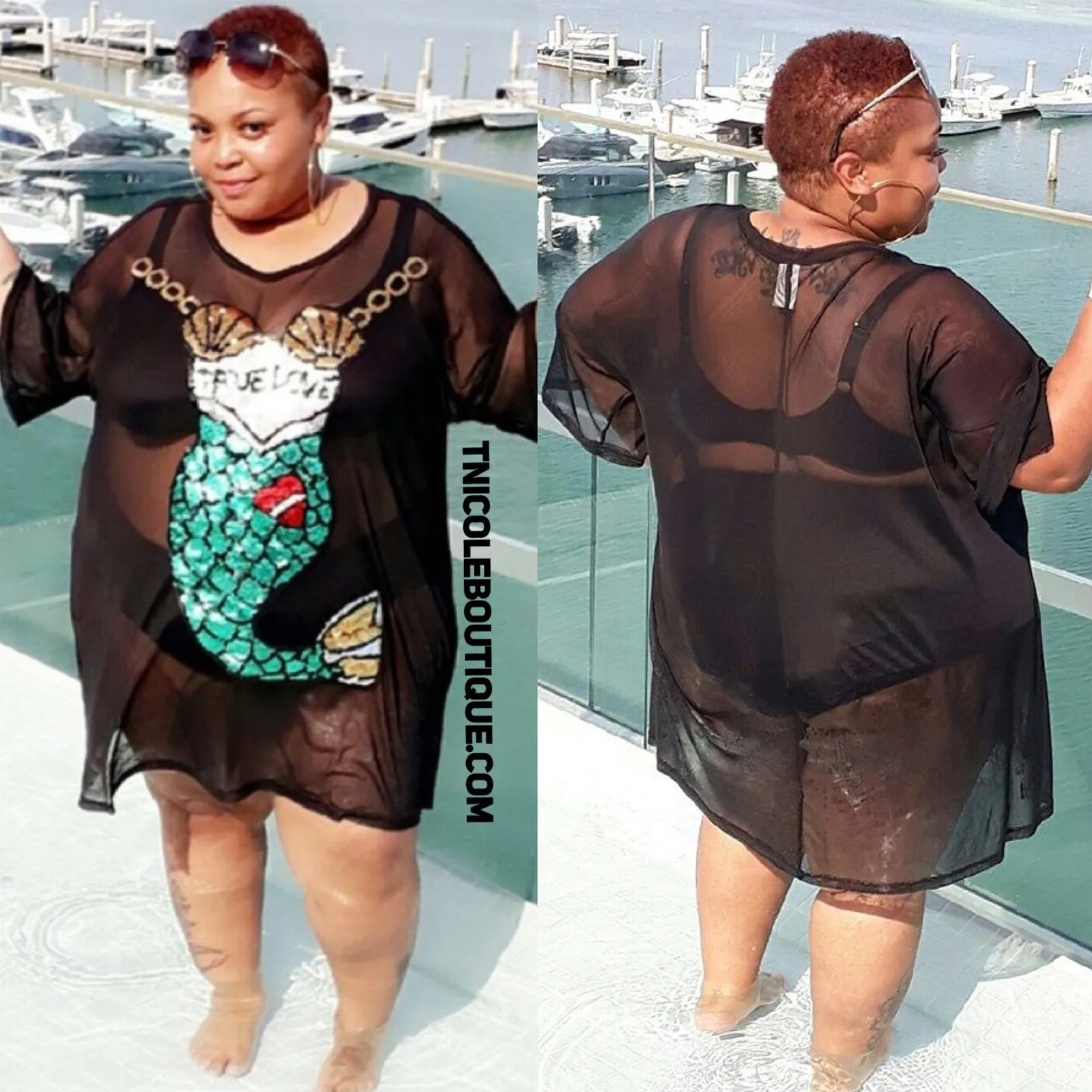 Plus Size Mermaid Mesh Top