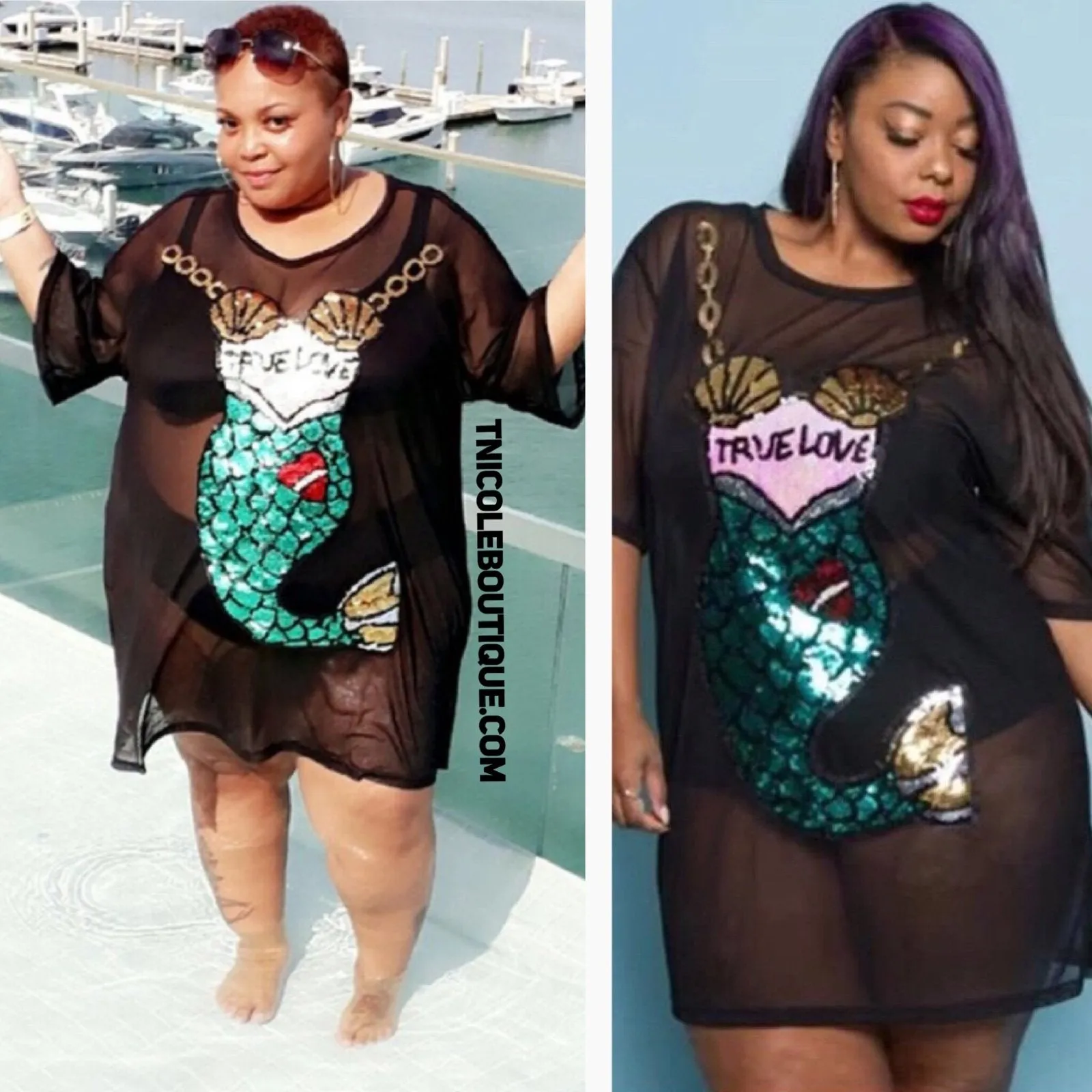 Plus Size Mermaid Mesh Top