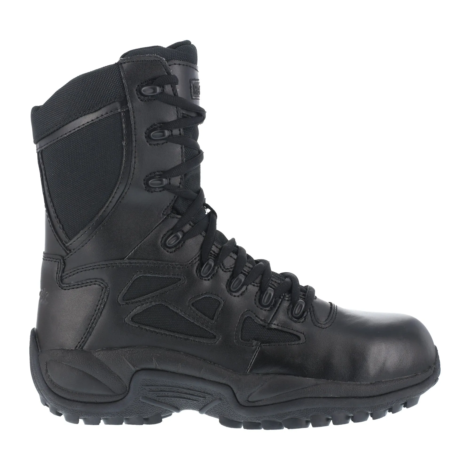 Reebok Women's Rapid Response Zip Black Leather Work Boots Size 10.5 M