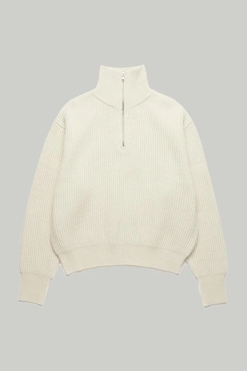 Ribbed Wool Half-Zip Sweater - Unisex