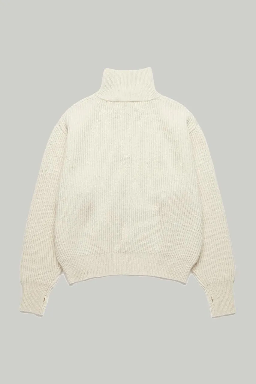 Ribbed Wool Half-Zip Sweater - Unisex