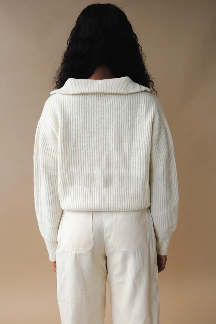 Ribbed Wool Half-Zip Sweater - Unisex