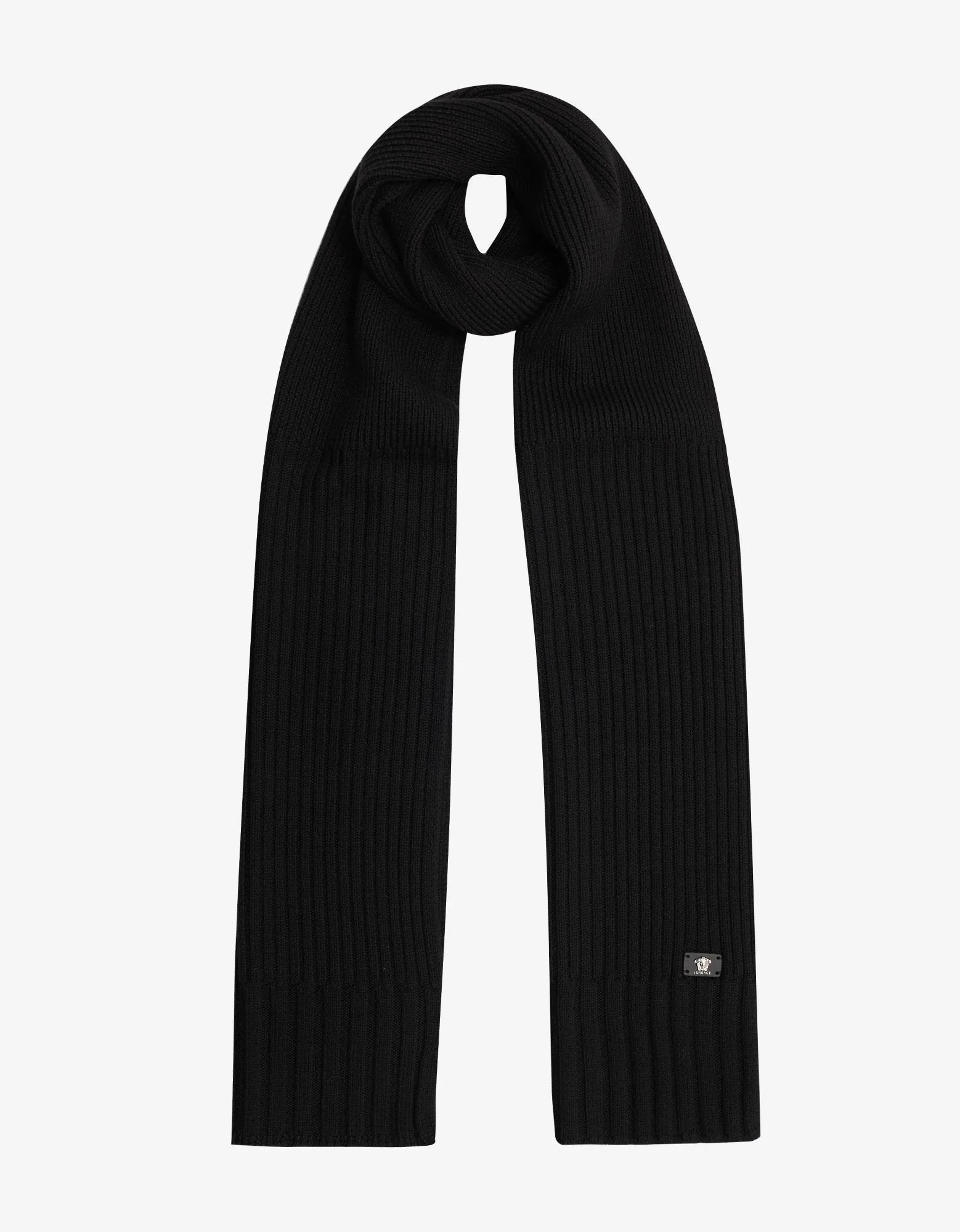 Ribbed Wool Scarf - Black