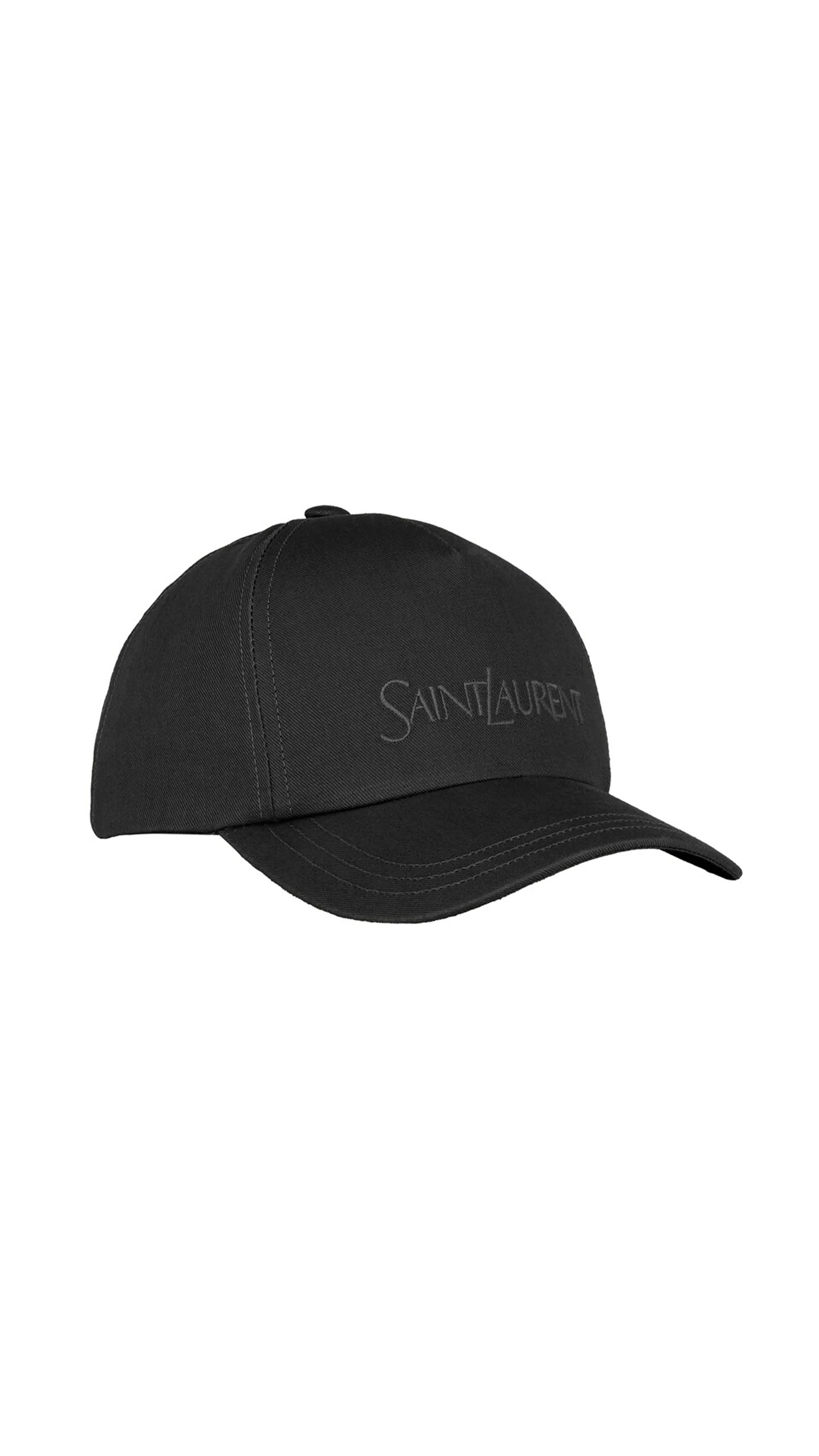 Black Saint Laurent Cap in Garbadine