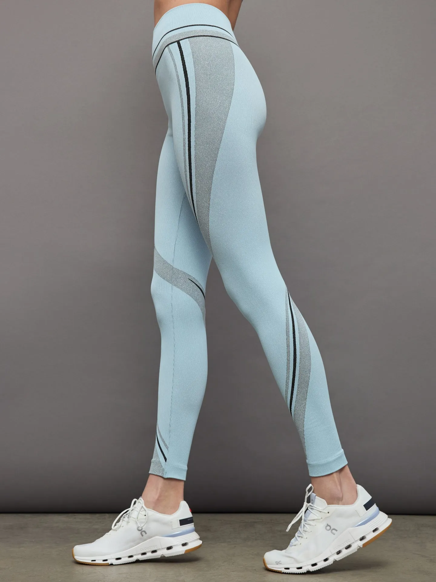 Shaping Stripes Leggings - Light Aquamarine