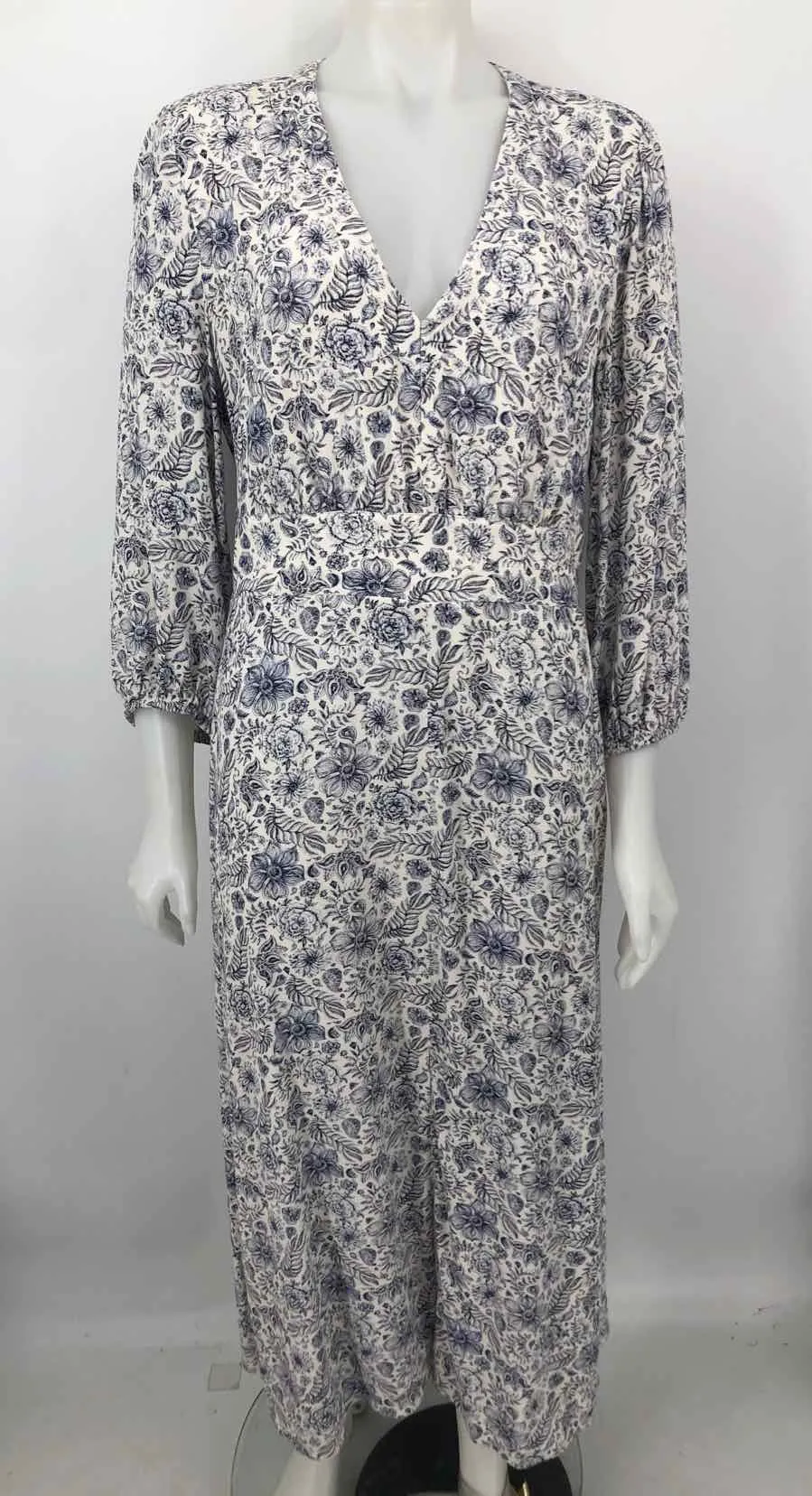 SPLENDID White Blue Floral Maxi Length LARGE Dress