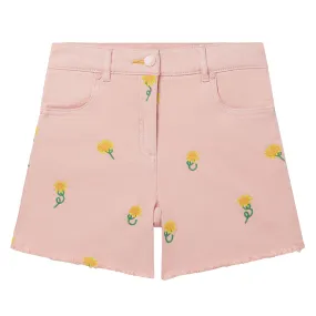 Stella McCartney Child Pink Embroidered Sunflowers Shorts