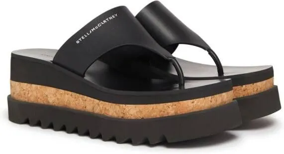 Black Stella McCartney Sneak-Elyse Logo-Print Platform Sandals