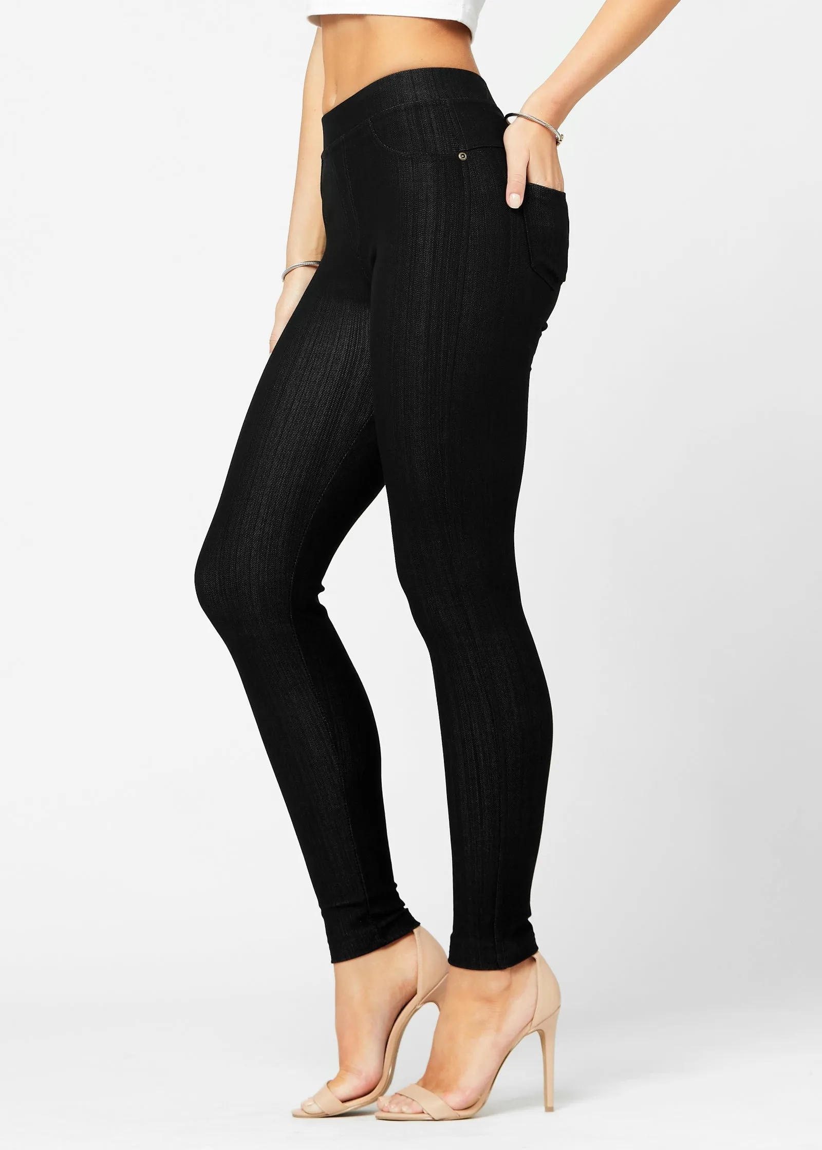 Stylish Black Jeggings with Pockets - Shop Now!