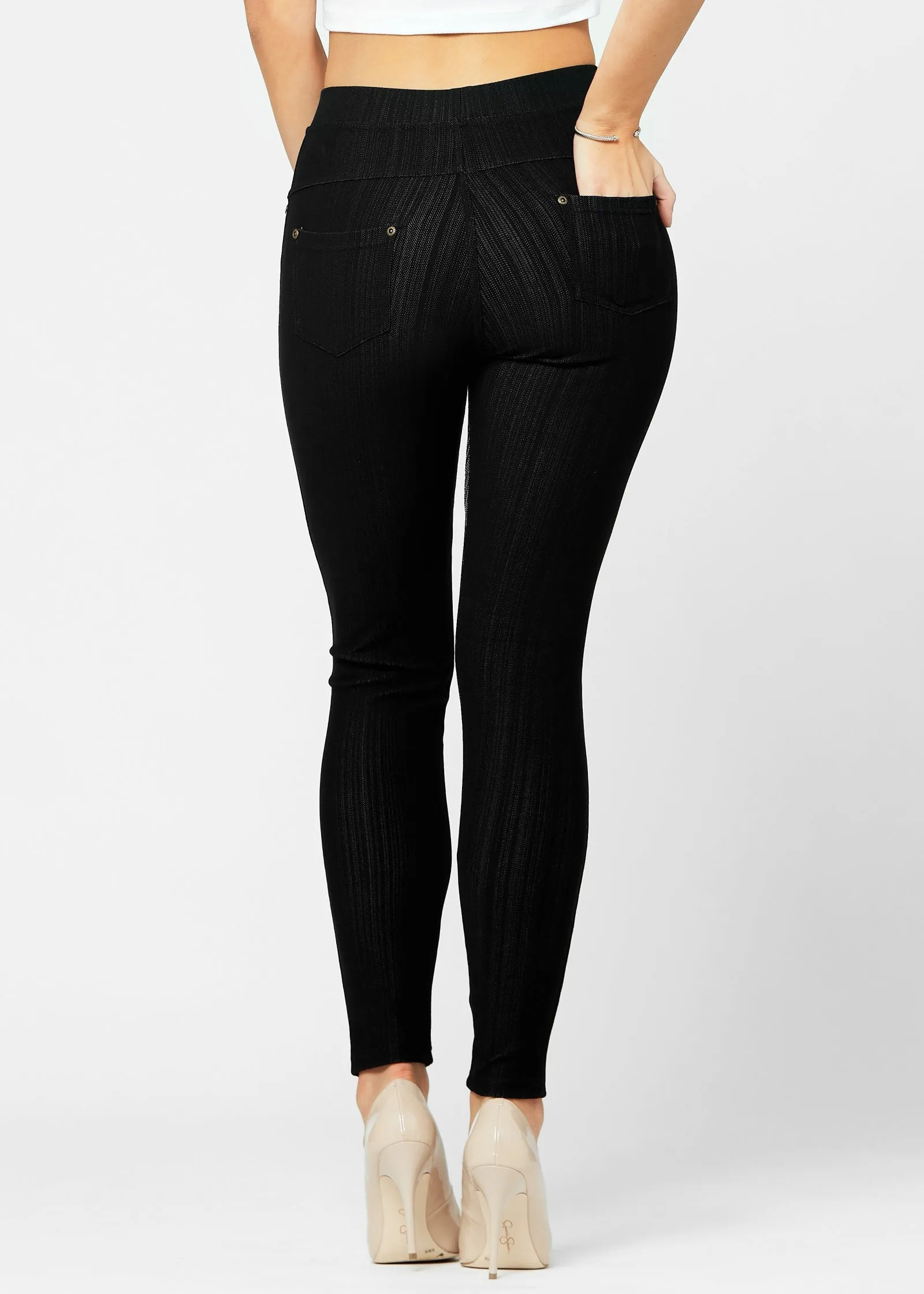 Stylish Black Jeggings with Pockets - Shop Now!