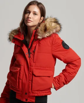 Superdry Women's Everest Faux Fur Bomber Jacket High Risk Red