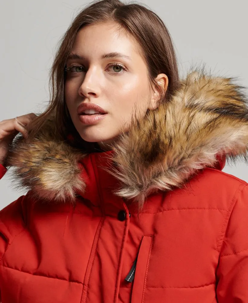 Superdry Women's Everest Faux Fur Bomber Jacket High Risk Red