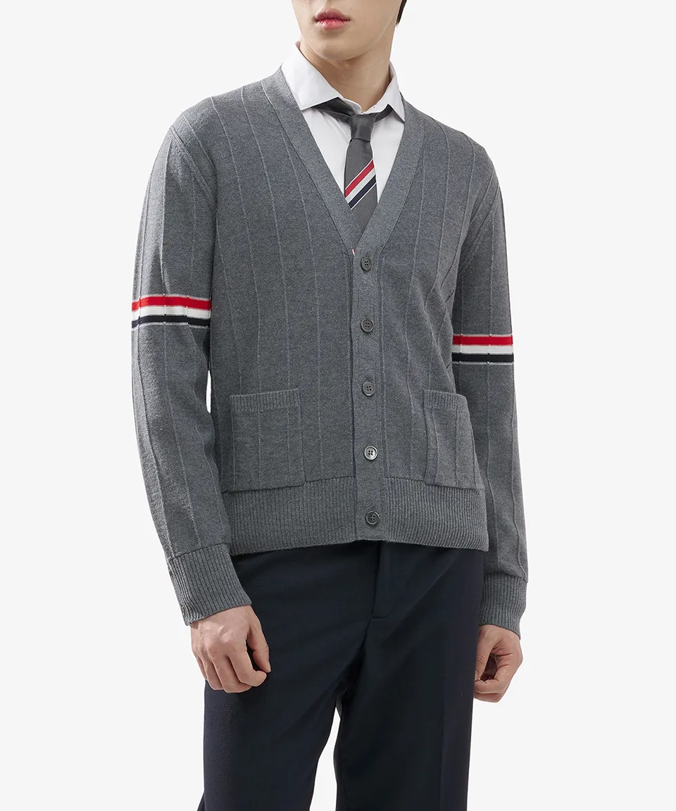 THOM BROWNE Stripes Street Style Plain Logo Designers Cardigans