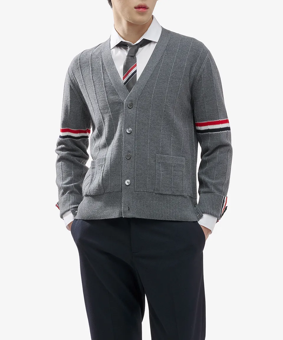 THOM BROWNE Stripes Street Style Plain Logo Designers Cardigans