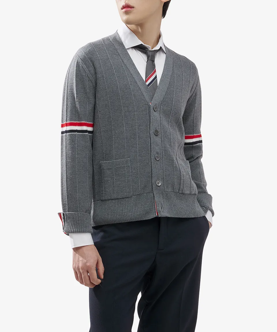 THOM BROWNE Stripes Street Style Plain Logo Designers Cardigans