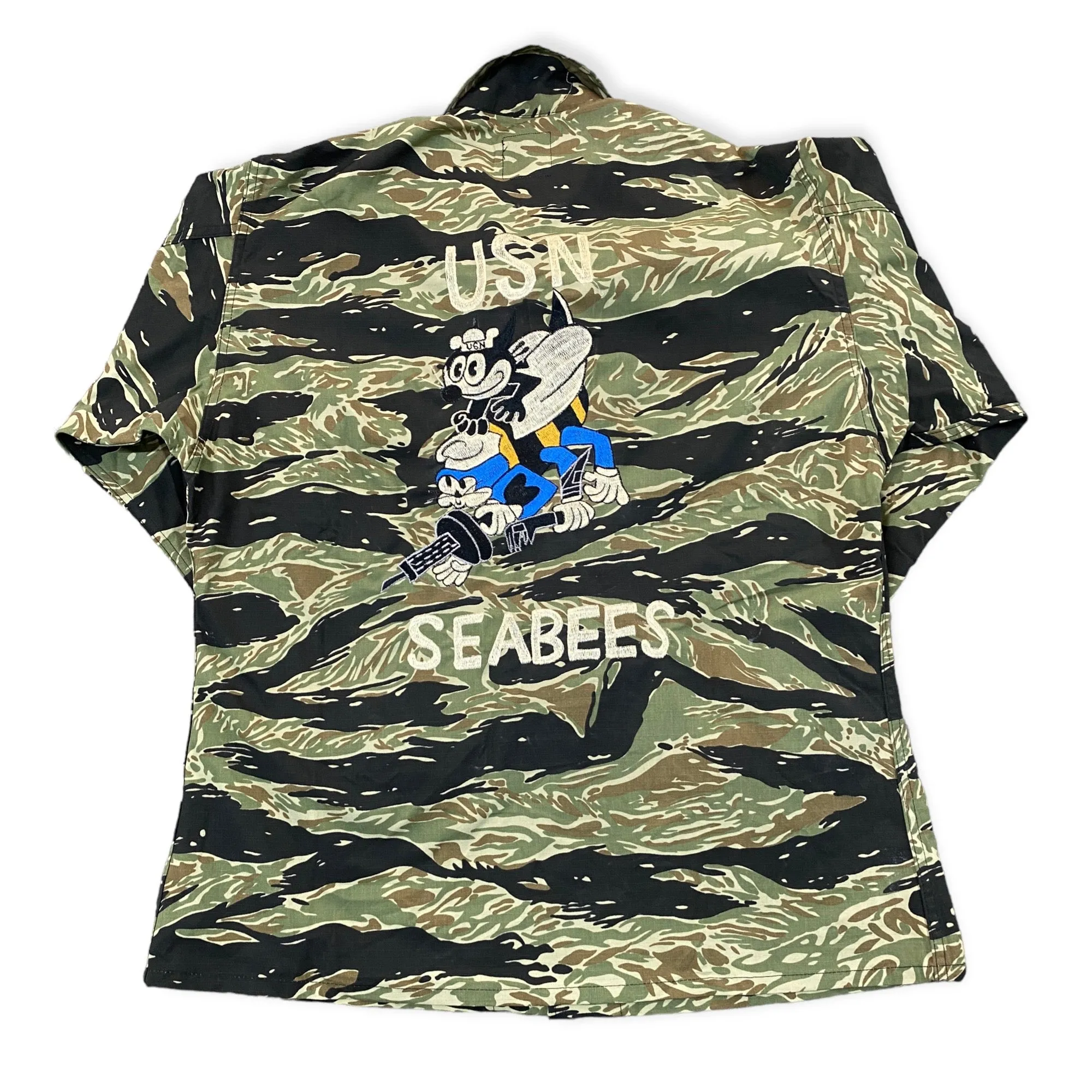 Tiger Stripe USN Seabees Military Jacket with Embroidery.