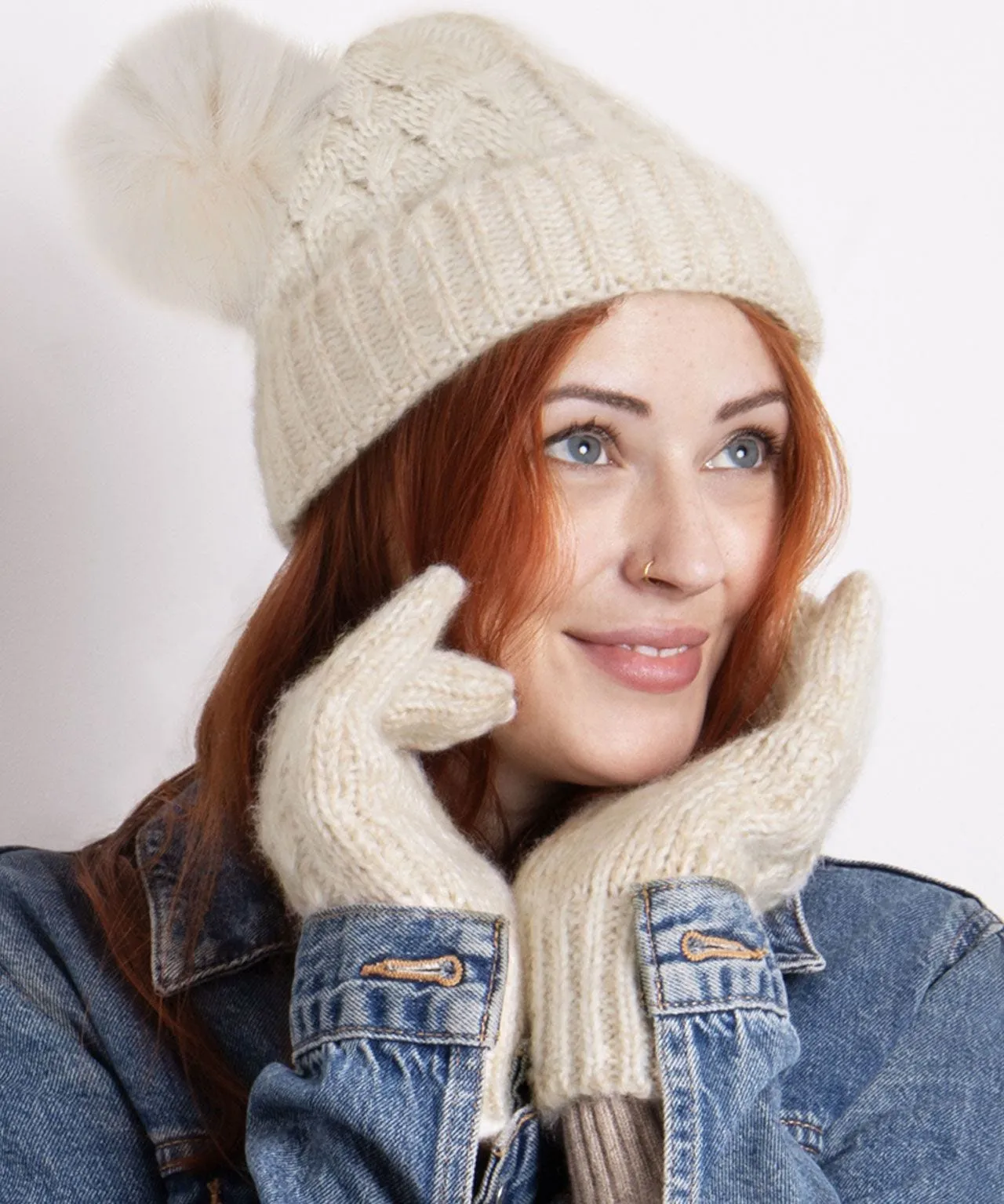 Totes Ladies Cable Hat and Glove Set