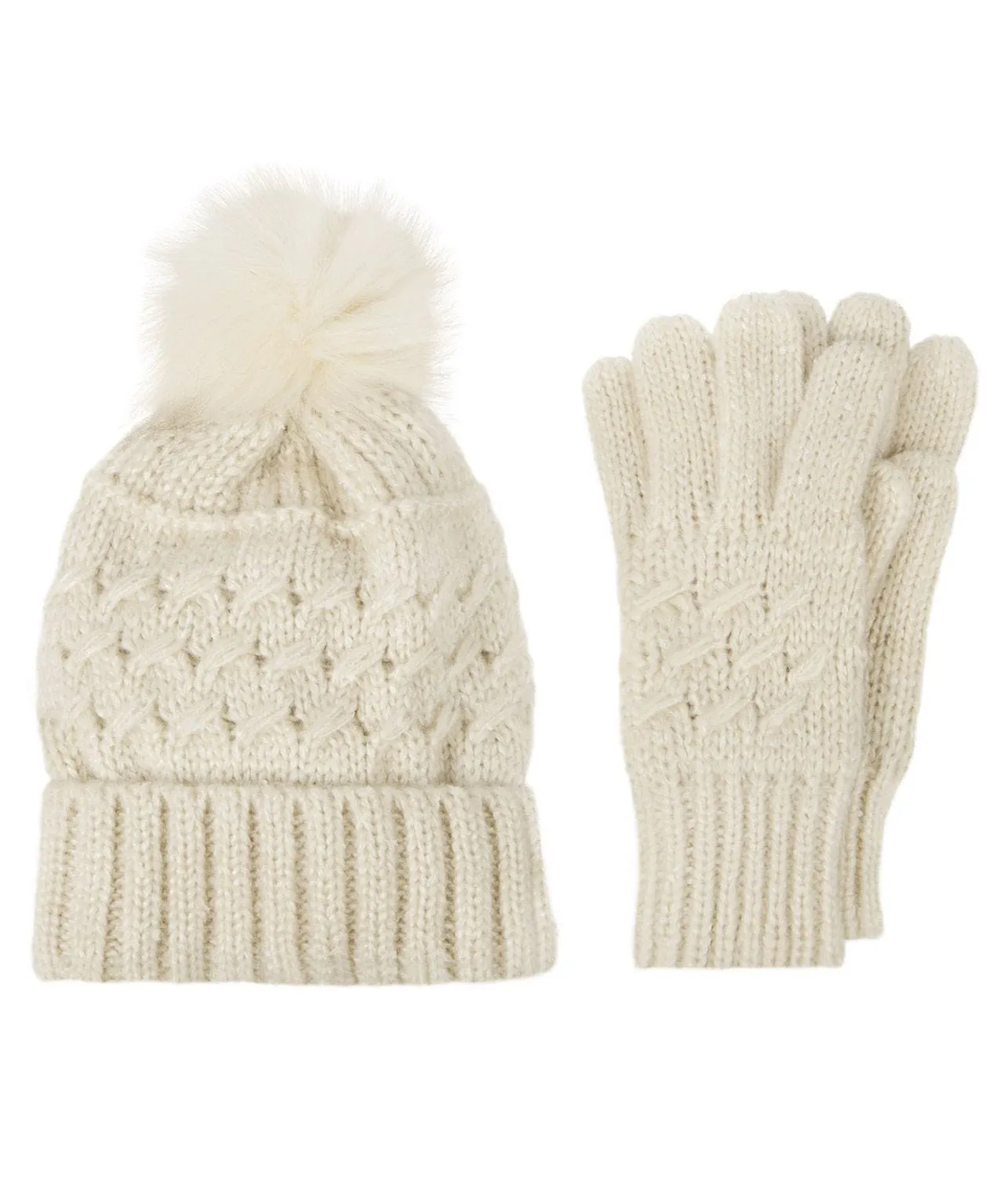 Totes Ladies Cable Hat and Glove Set