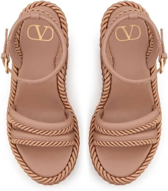 Pink Valentino Garavani VLogo Summerblocks Wedge Sandals