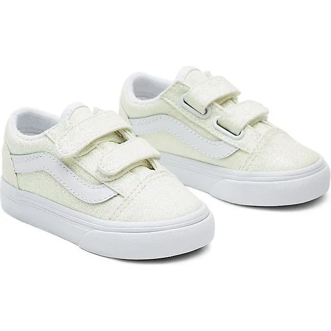 Vans Glitter Pink UV Old Skool V Shoes (1-4 Years) White