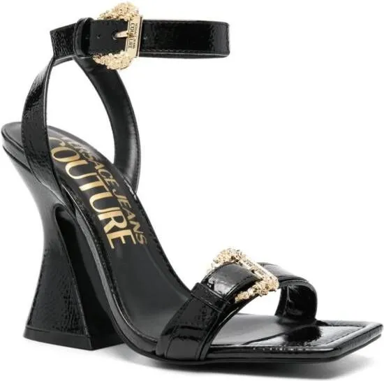 Black Versace Jeans Couture 110mm Buckle-Detail Sandals