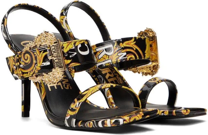 Versace Jeans Couture Black and Gold Emily Heeled Sandals